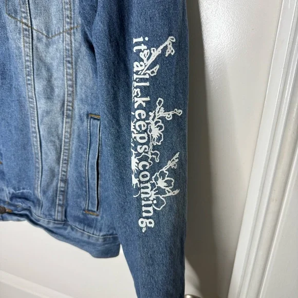 Vintage BROOKLYN CLOTH Survival Of The Fittest Denim Jacket Japanese Sz S - Picture 5 of 10